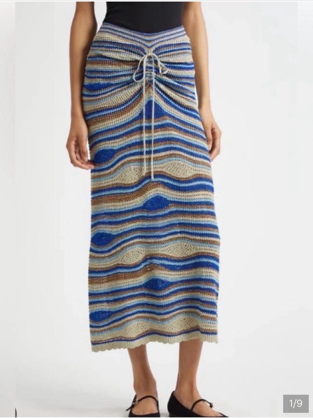 FARM Rio Blue metallic wave skirt